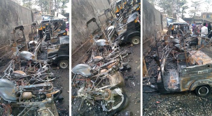 Video: 4 bikes, 4 rickshaws gutted in Thane