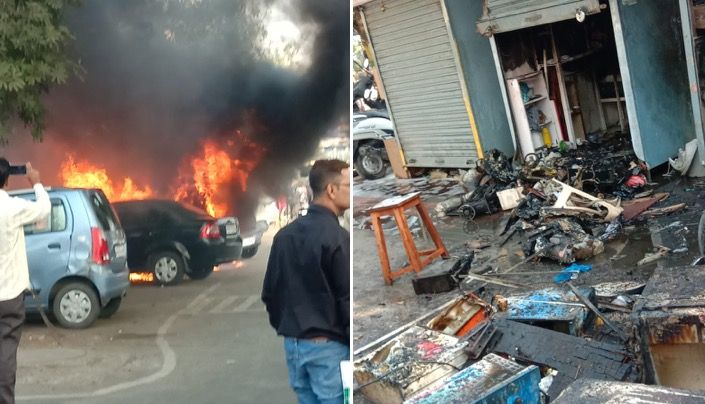 Video: 3 shops, 5 vehicles gutted in transformer fire at Vasai