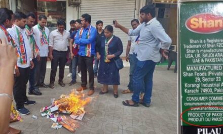 MNS activists burn ‘made-in-Pakistan’ spices in Navi Mumbai