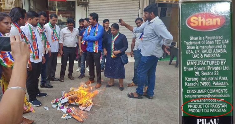 MNS activists burn ‘made-in-Pakistan’ spices in Navi Mumbai