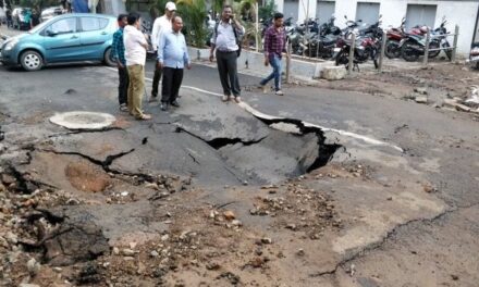 Water pipeline bursts in Mazgaon, causes road to cave-in