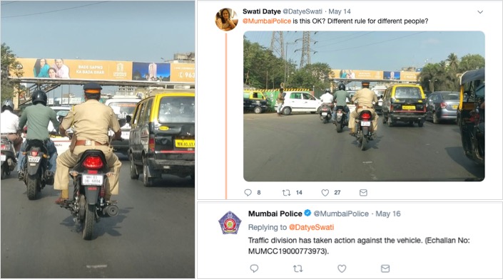 Mumbai police fines helmetless cop after netizen quips about ‘different rules’