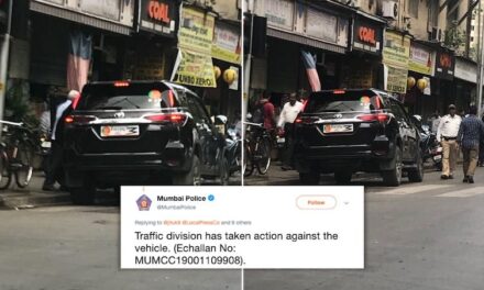 Fancy number? Check. BJP sticker? Check. Challan issued? Check