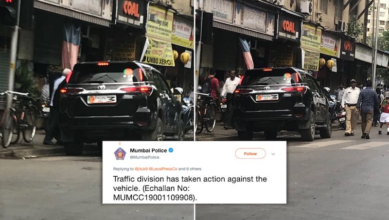 Fancy number? Check. BJP sticker? Check. Challan issued? Check