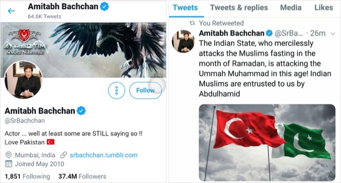 Sr. Bachchan’s Twitter account hacked by pro-Pak group, Mumbai Police launches probe