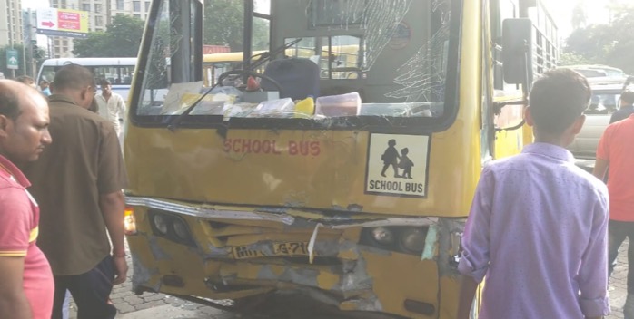 Student injured after school bus rams into car at Ghodbunder Road, Thane 1