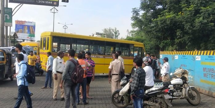 Student injured after school bus rams into car at Ghodbunder Road, Thane