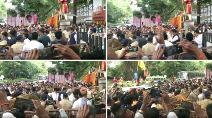 Shiv Sena workers heckle, raise slogans against Fadnavis at Bal Thackeray memorial