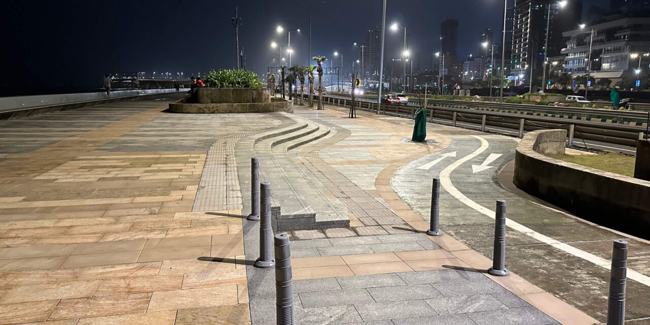 Visuals: Night view of the Coastal Road Promenade in Worli, Mumbai